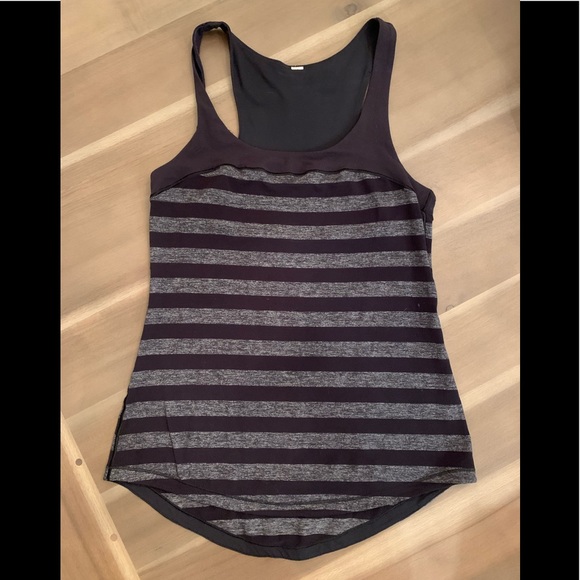 lululemon athletica Tops - Lululemon Black and Grey Striped Racerback Tank